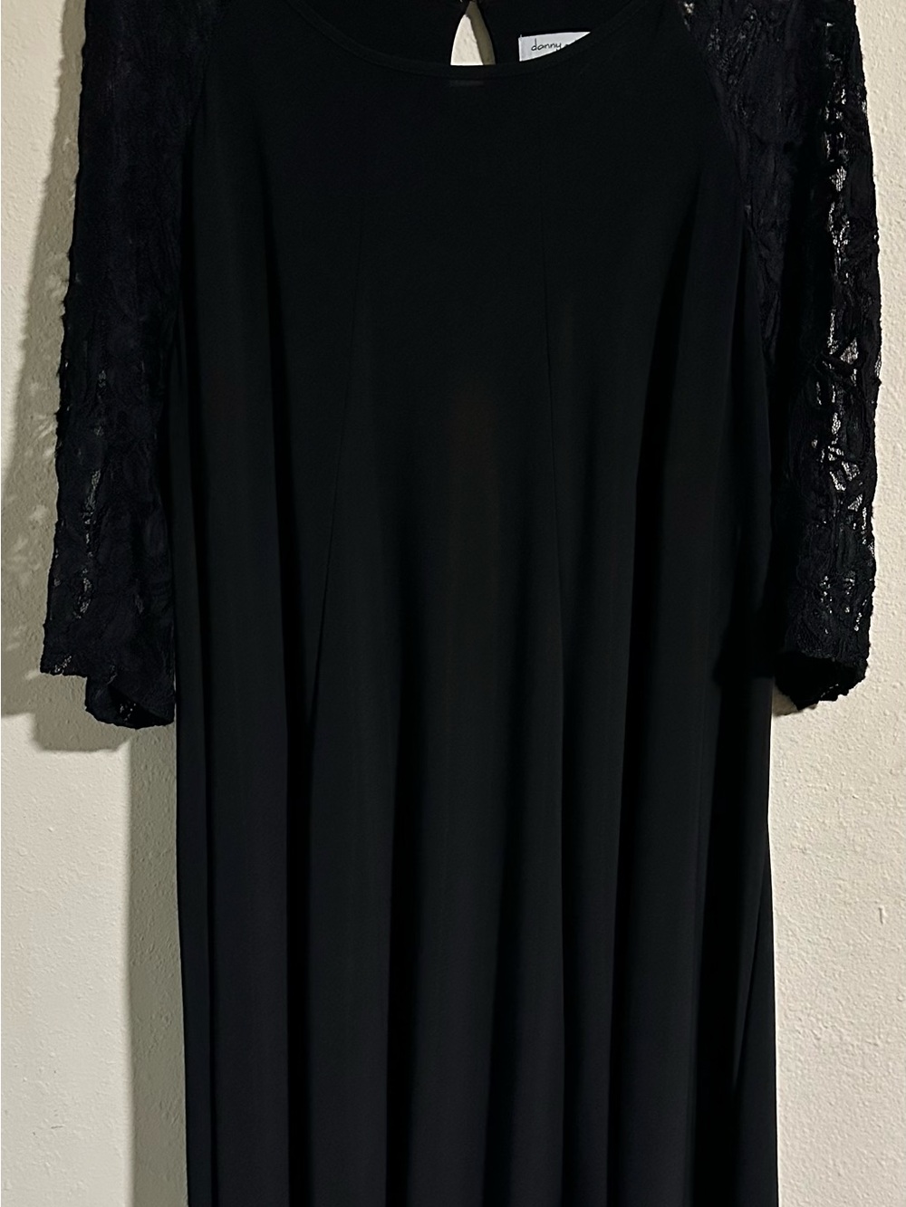 Danny & Nicole Black Long-Sleeve Lace Sleeve A-Line Dress